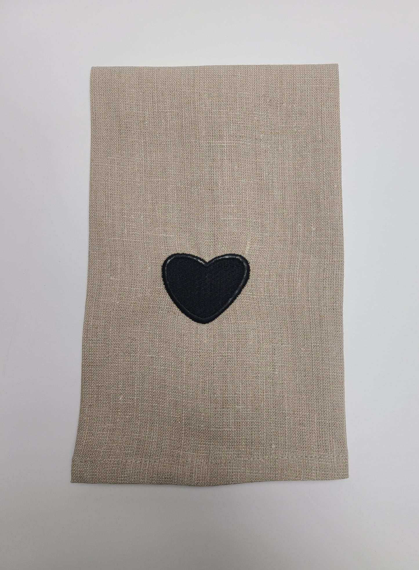 Heart Linen Fingertip Towel Natural