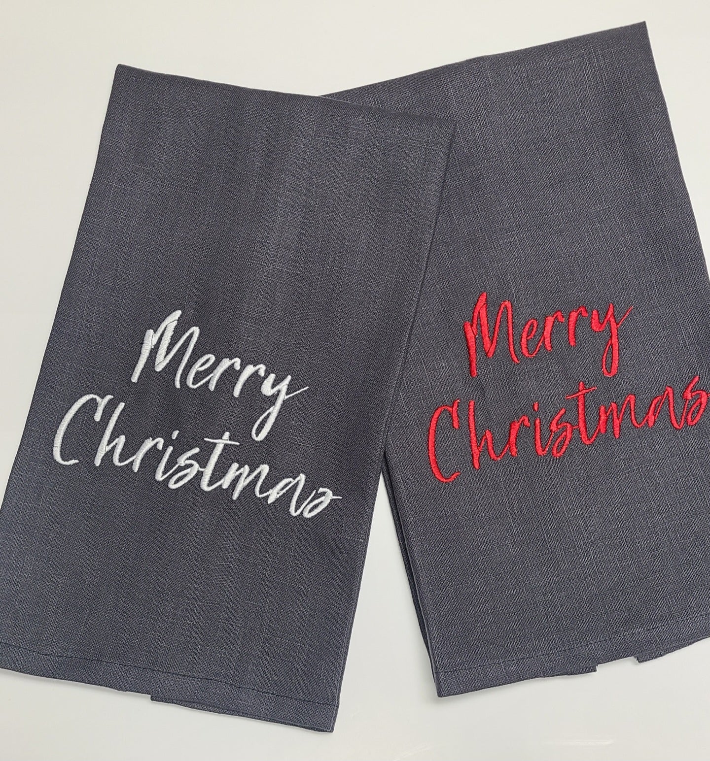 Merry Christmas Linen Tea Towel