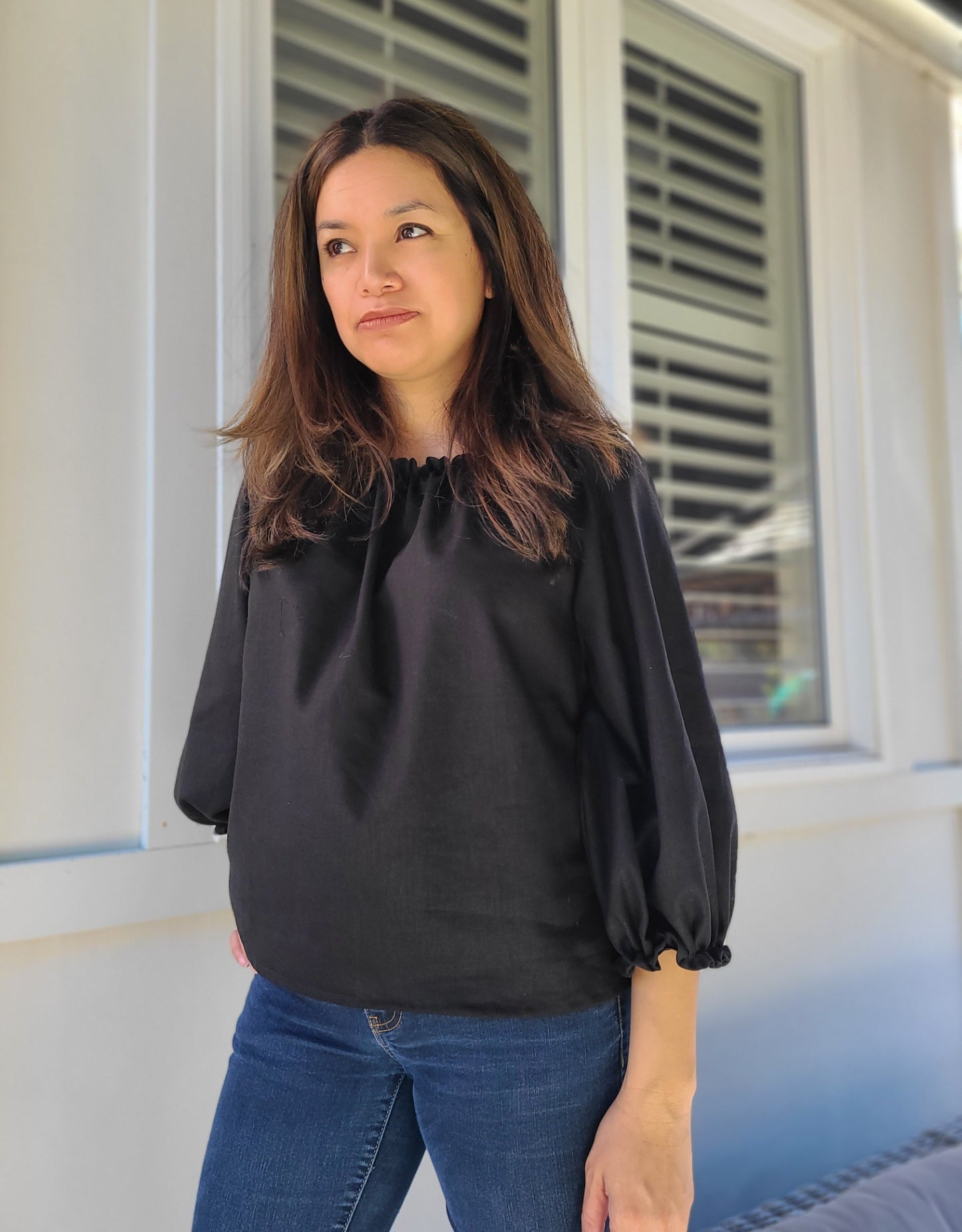 Mimi Linen Top Black