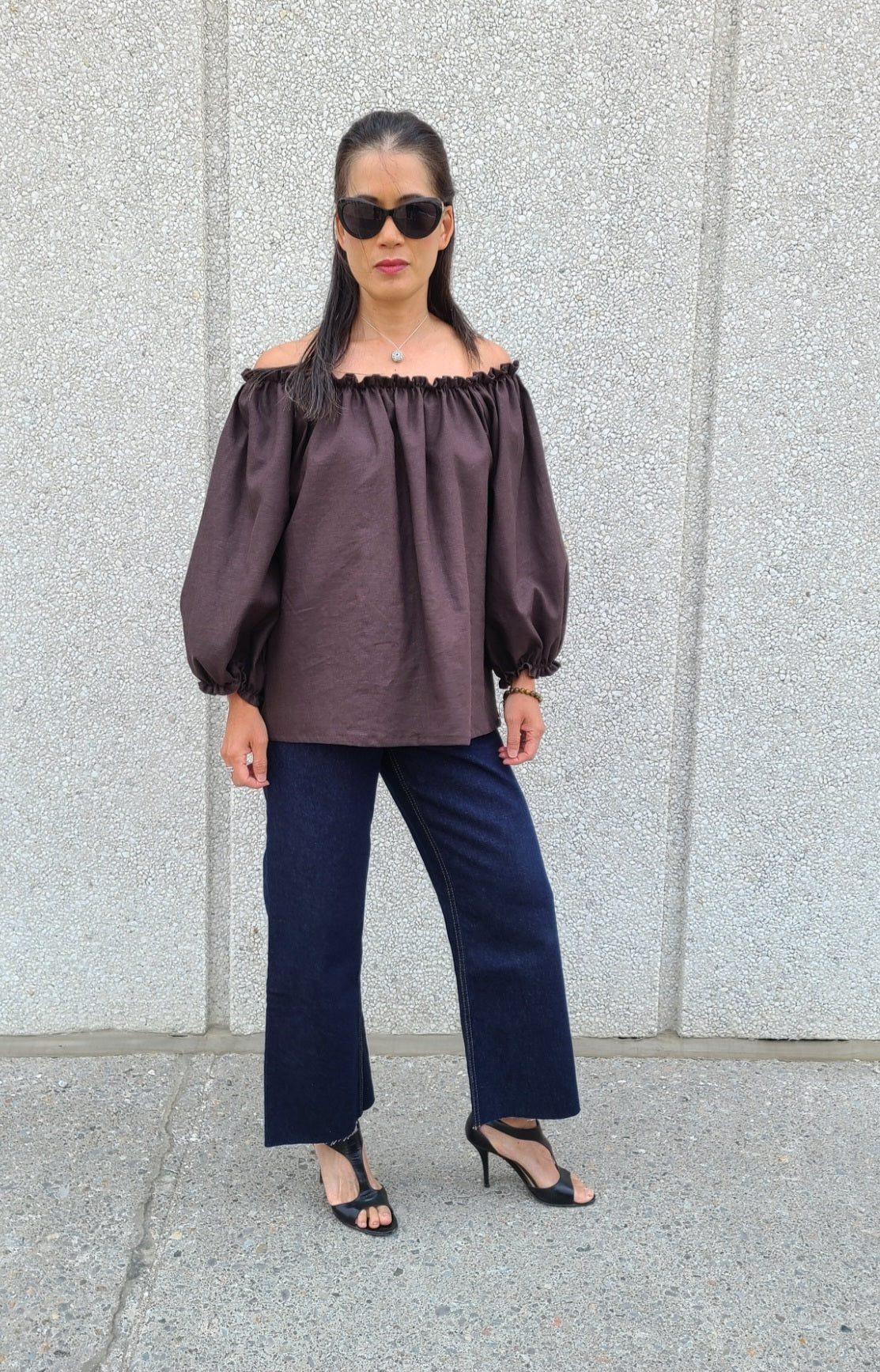 Mimi Linen Top Chocolate Brown