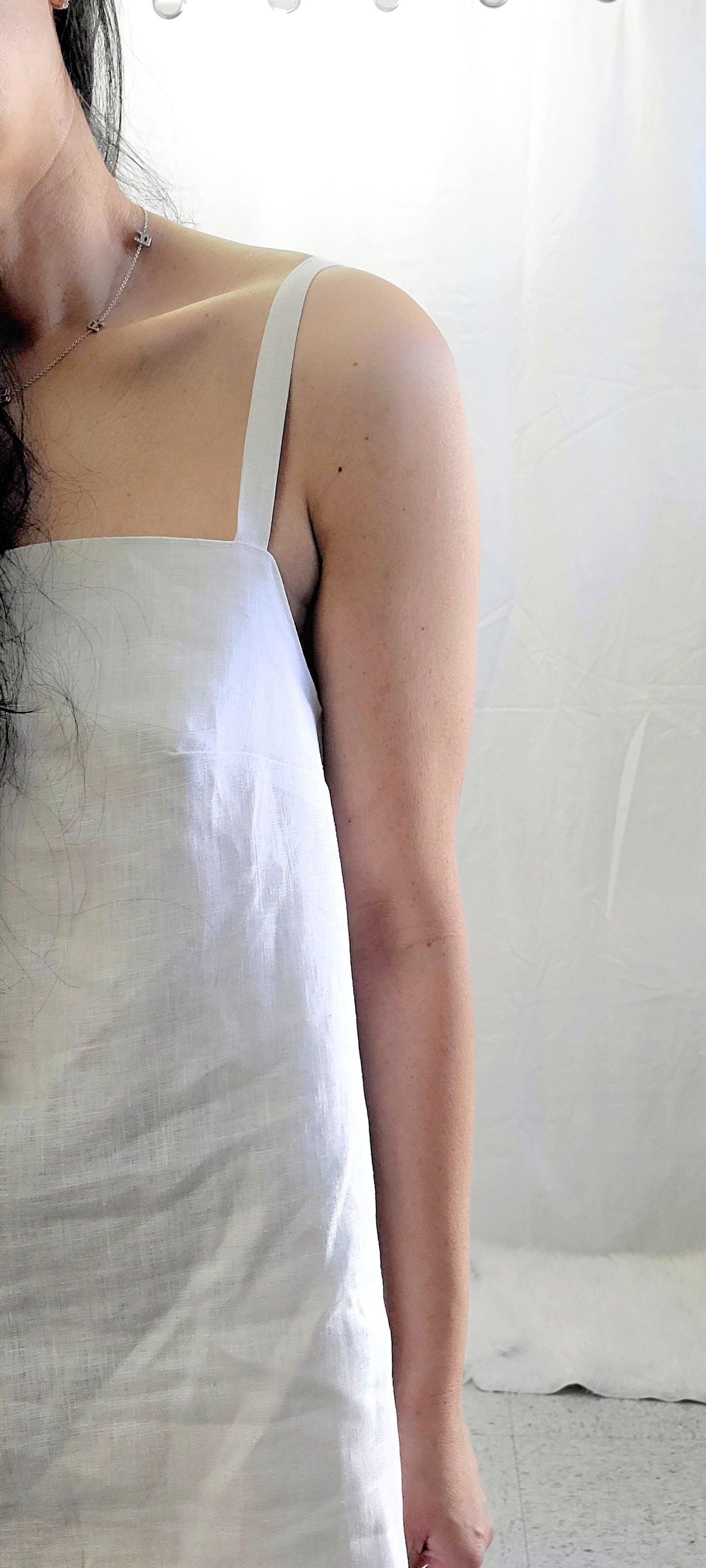 Ava Linen A-Line Dress White