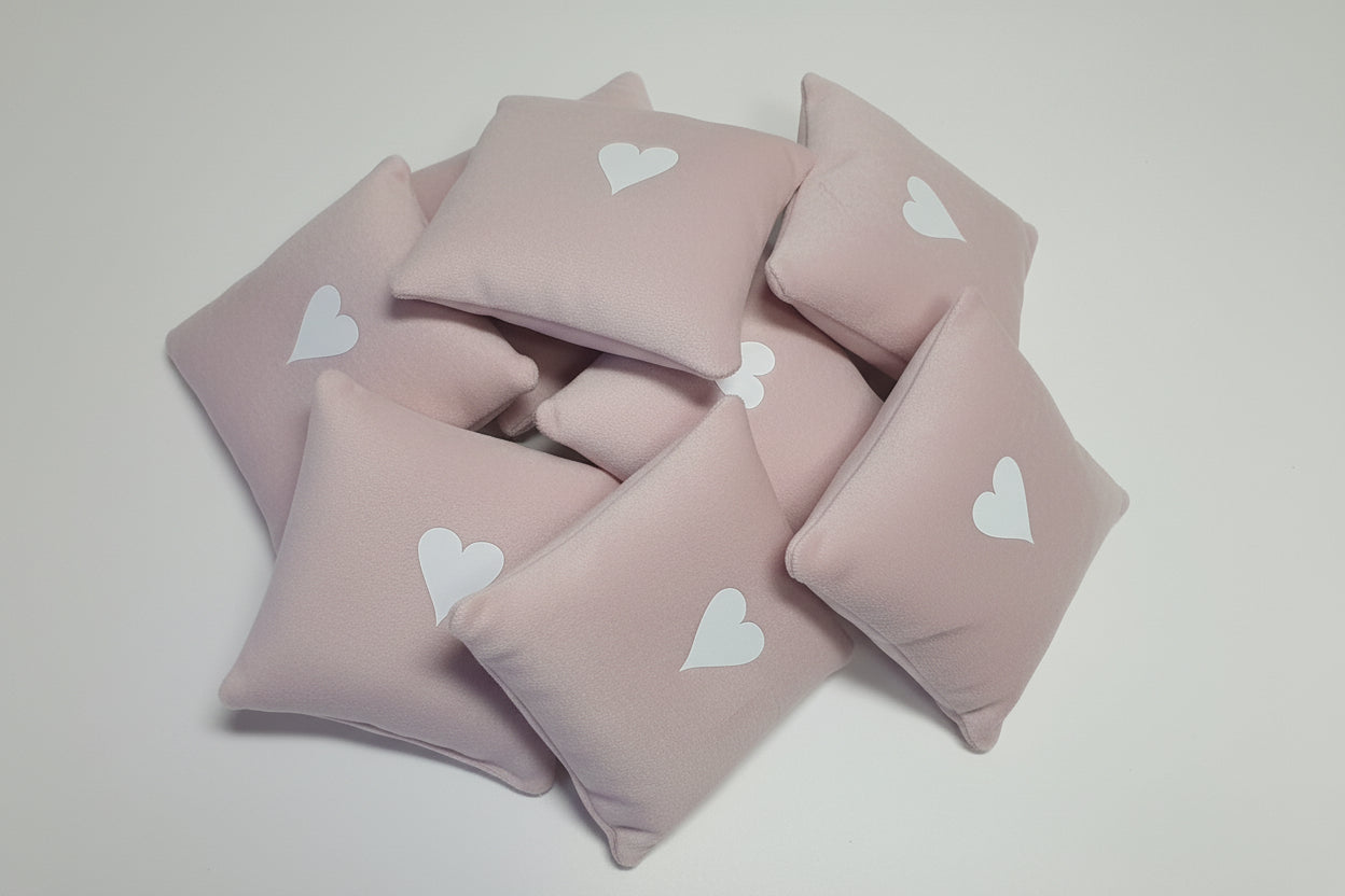 Heart Blush Pink Velvet Lavender Sachets Set/10