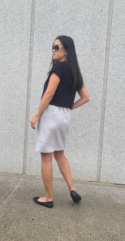 Inez Linen Skirt Dove Grey
