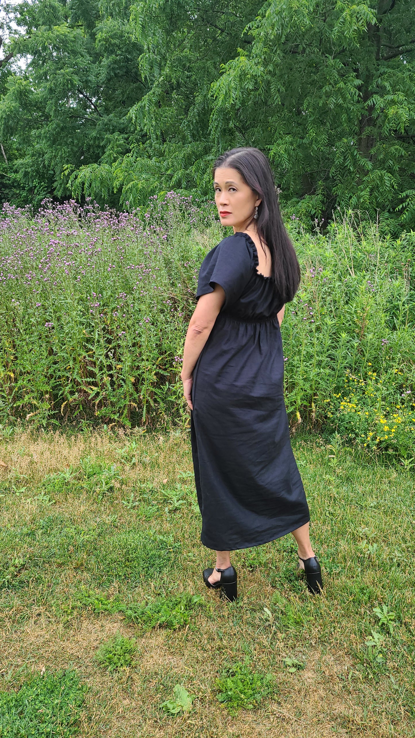 Juniper Linen Dress Black Long