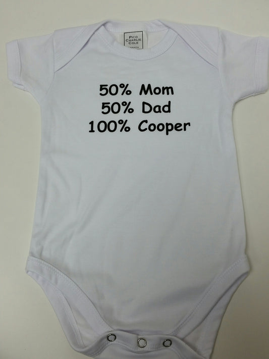 50% Mom 50% Dad Custom Baby  One Piece