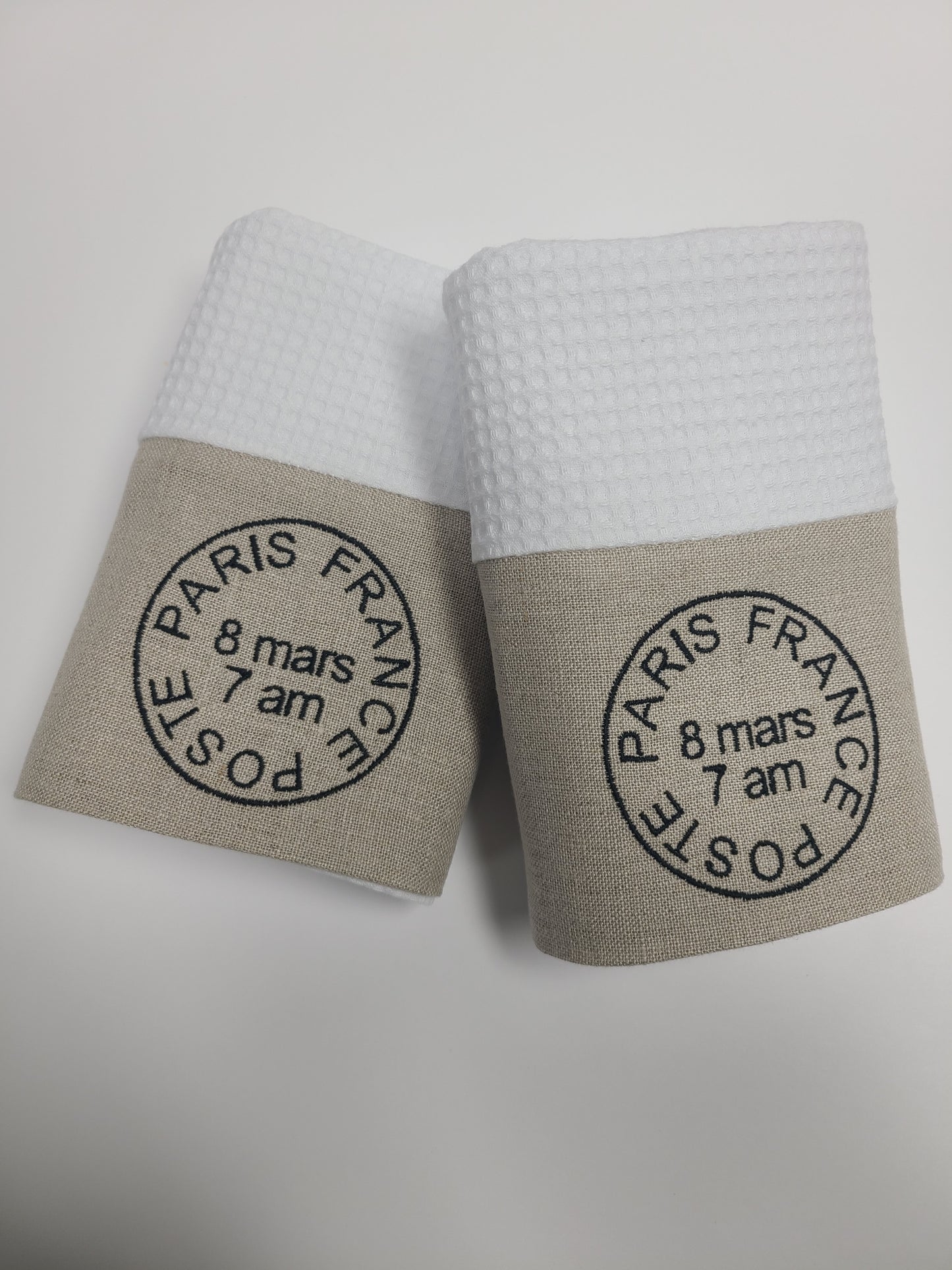 Paris Post Mark Spa Waffle Hand Towel Set of 2