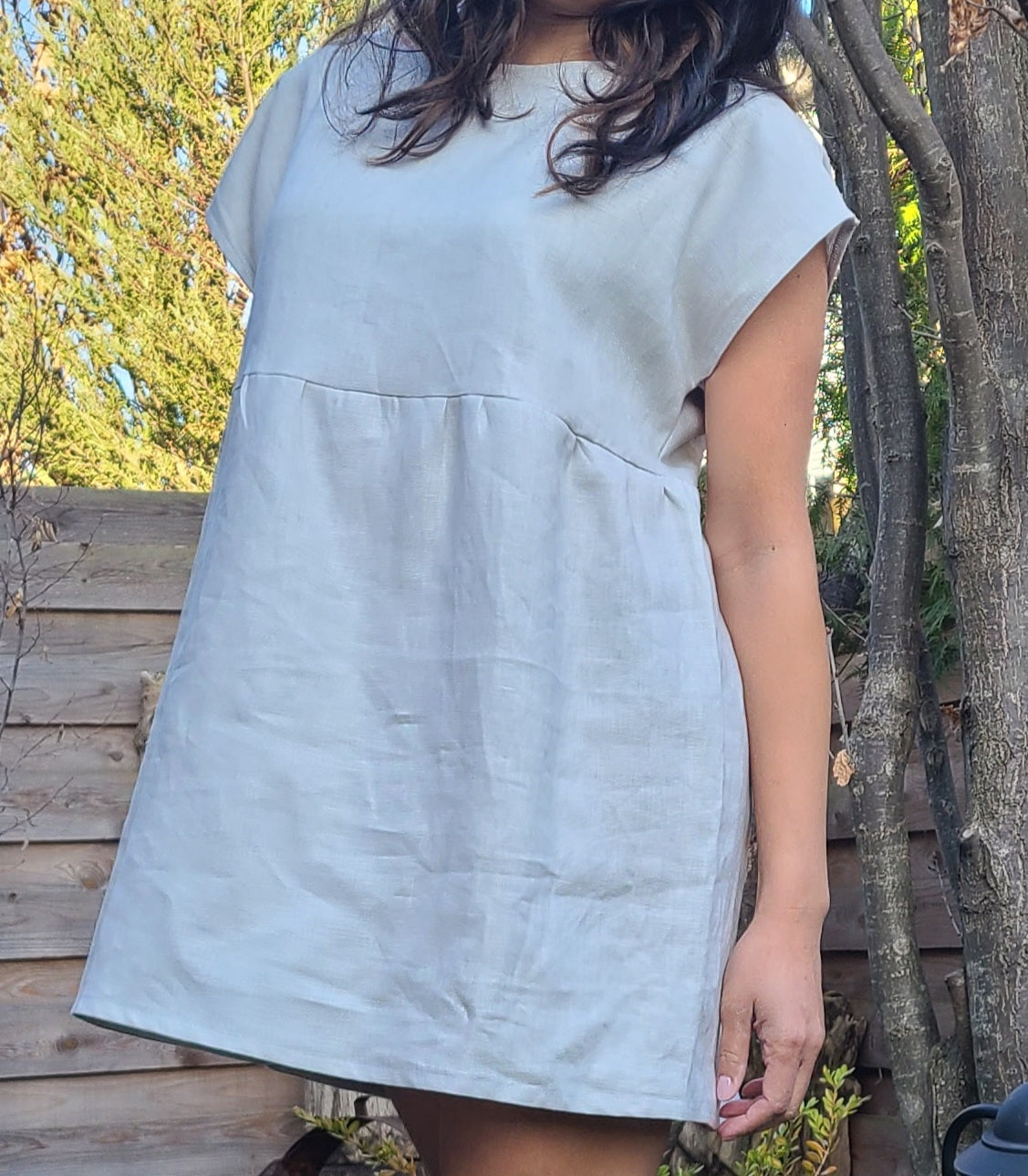 The LILY Linen Dress in Dove Grey