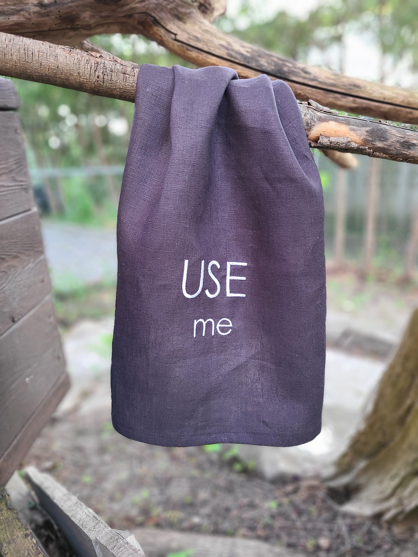 Use Me Charcoal Grey Linen Tea Towel