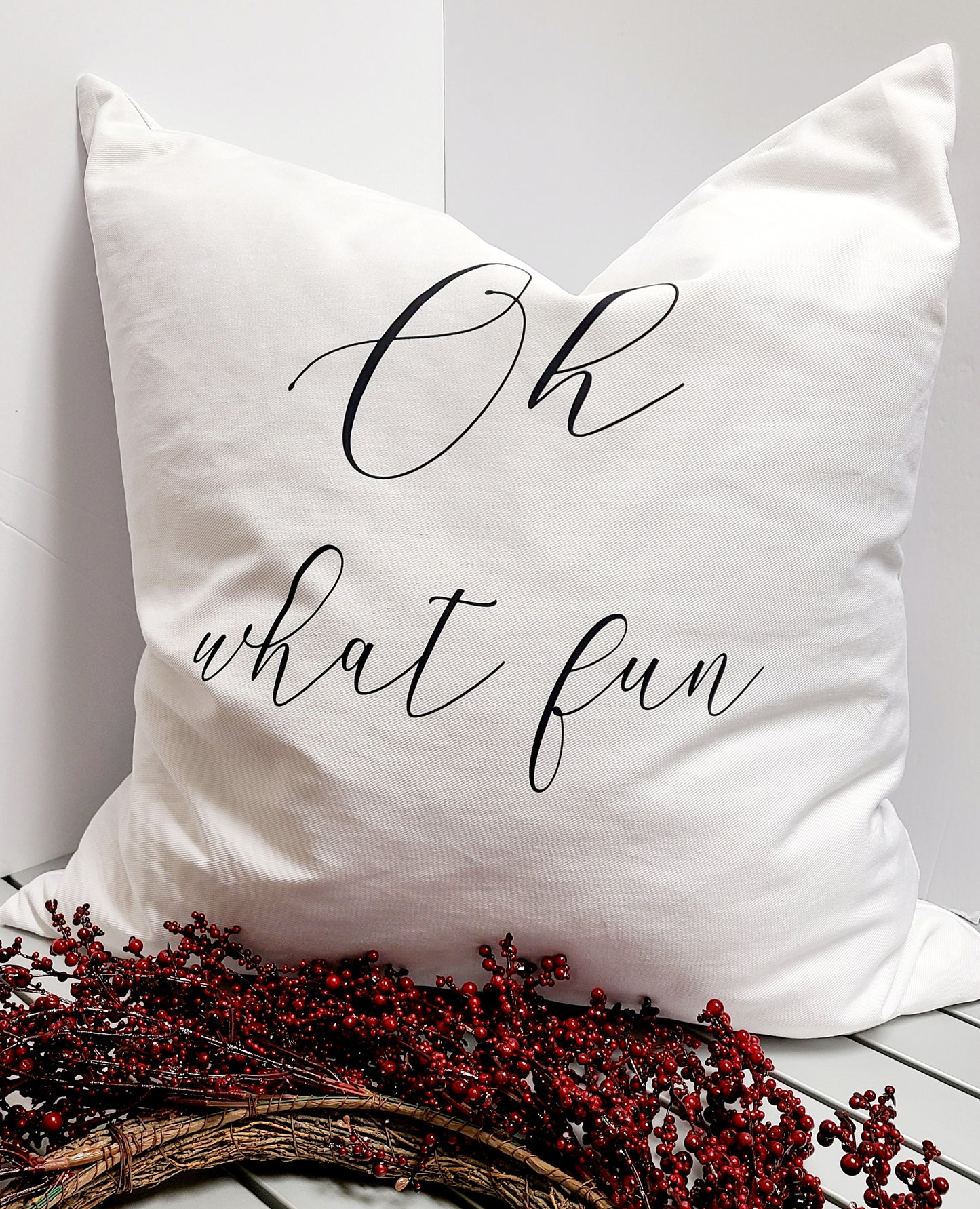 Oh what fun Denim Cotton Pillow