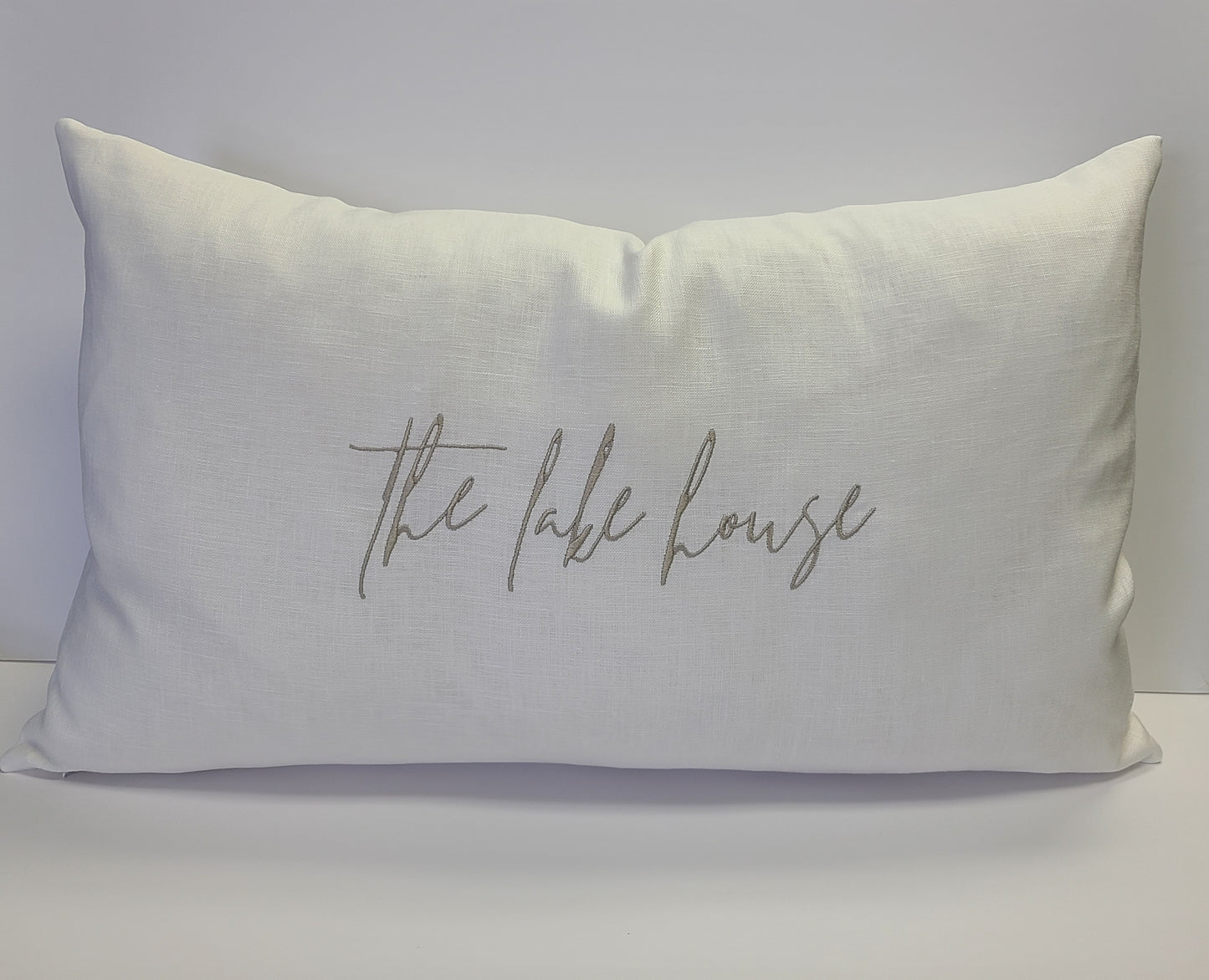 the lake house white linen pillow 16"x24"