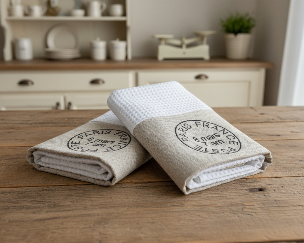Paris Post Mark Spa Waffle Hand Towel Set of 2