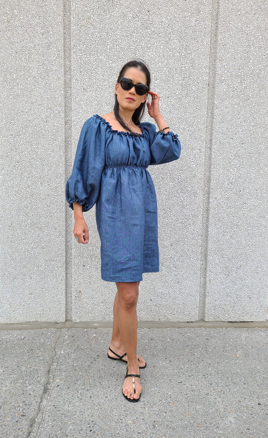 Sassi Linen Dress Denim