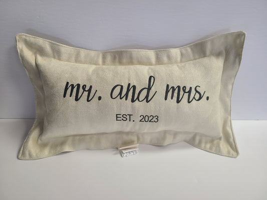 Mr. And Mrs. Est. 2023 Mini Ultra Suede Pillow