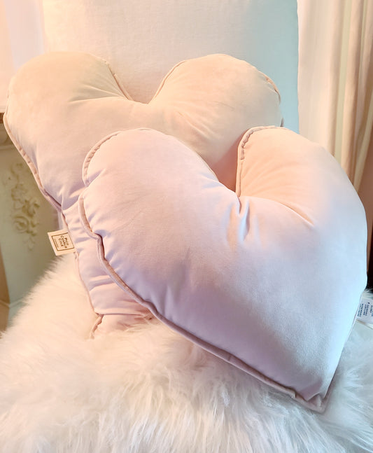 Velvet Blush Pink Heart Pillow Long