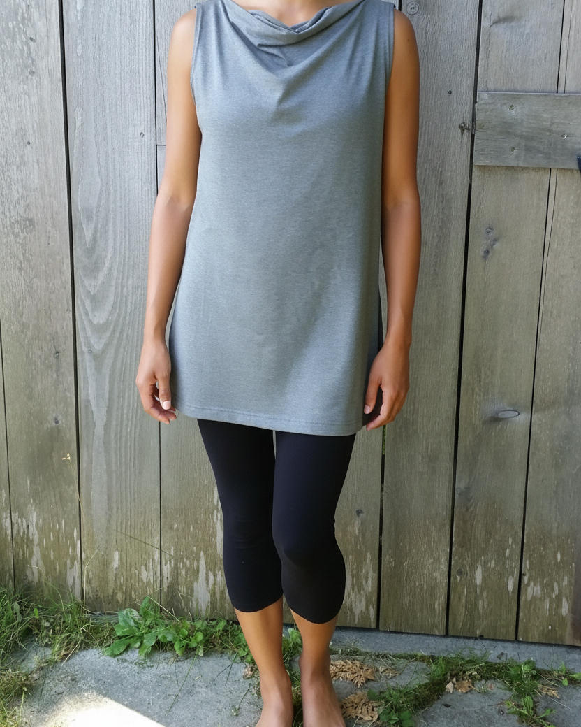 The CHLOE Bamboo Drape Neck Sleeveless Top