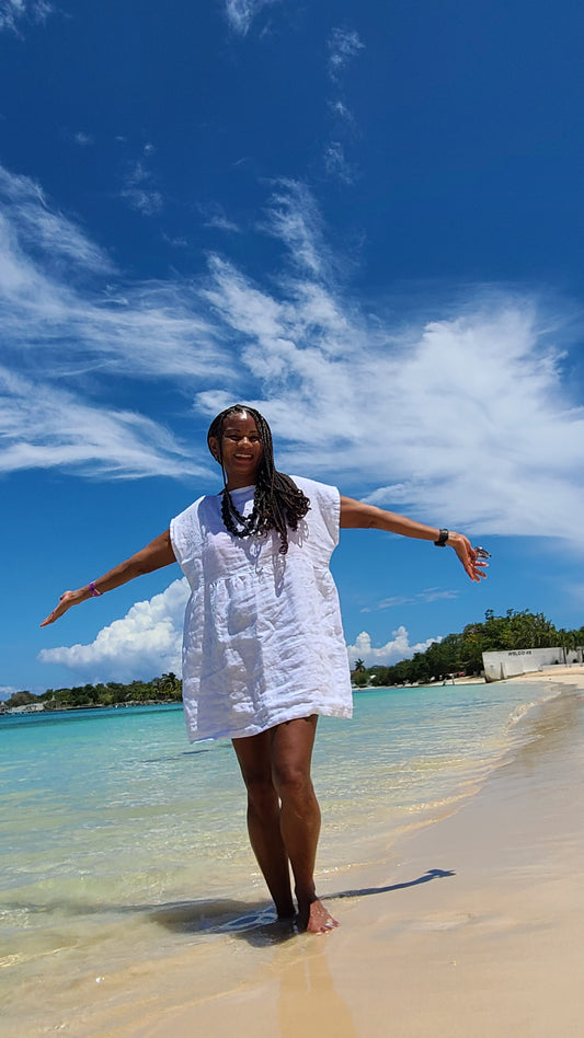 The LILY Linen Dress in White