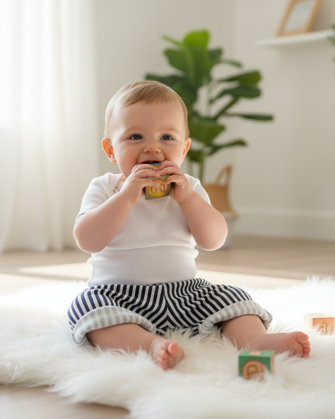 Navy Stripe Barcelona Baby Fleece Pants