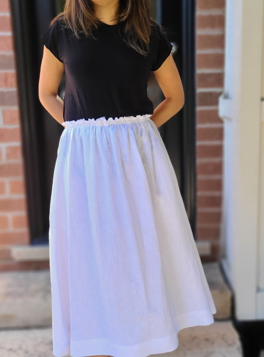Luna Linen Skirt White