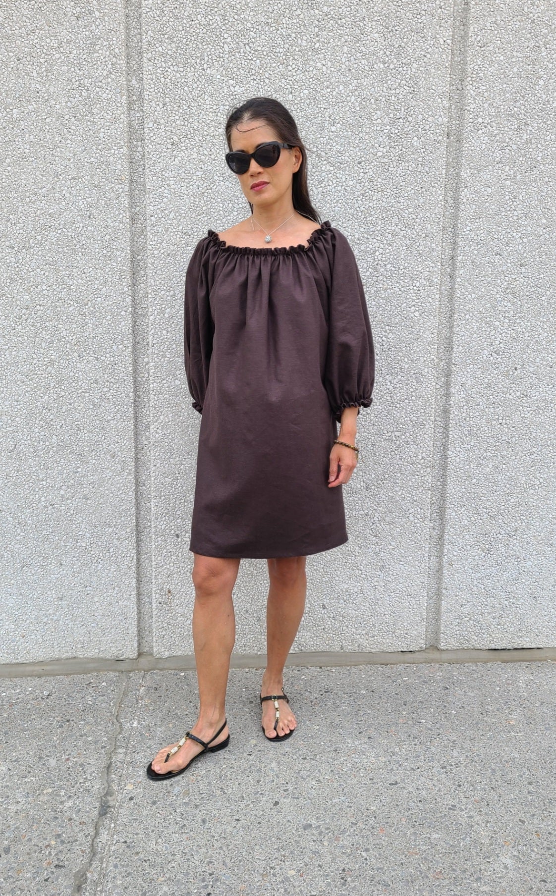 Mimi Linen Dress Chocolate Brown