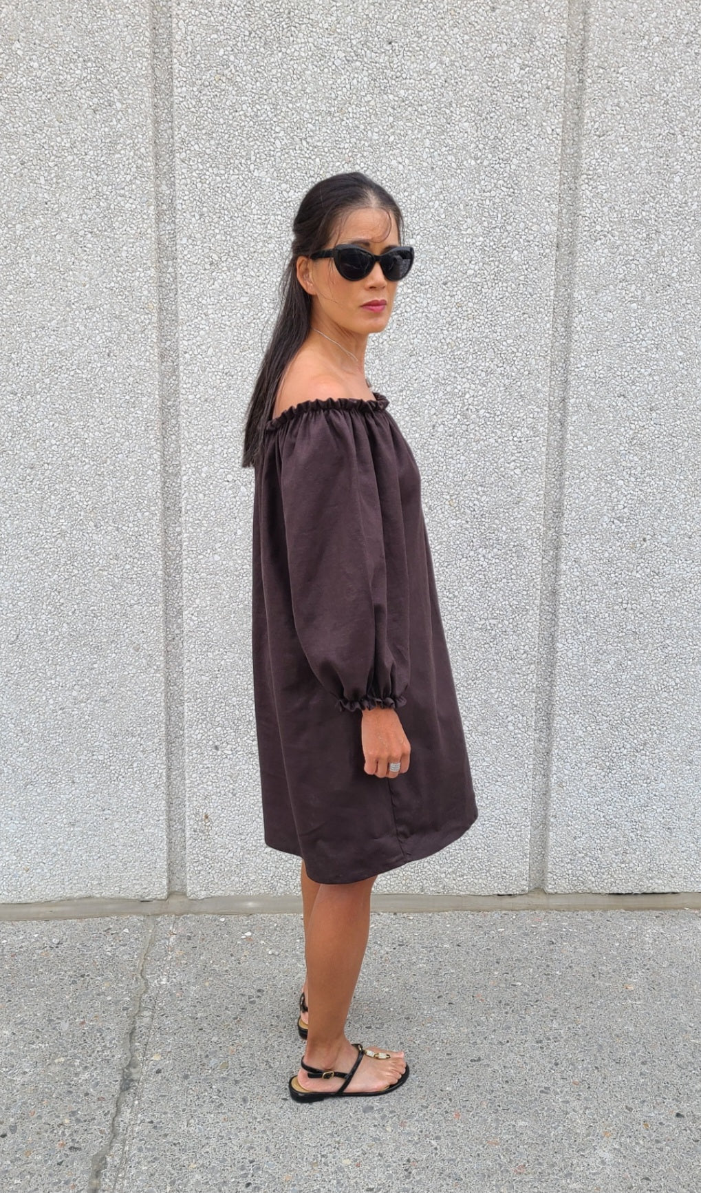 Mimi Linen Dress Chocolate Brown