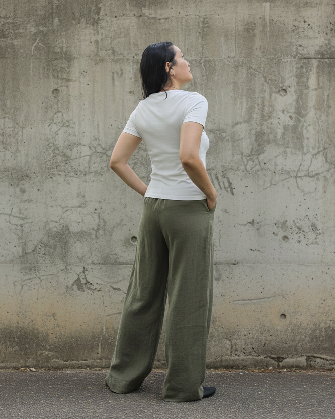 Sierra Wide Leg Linen Pants Olive