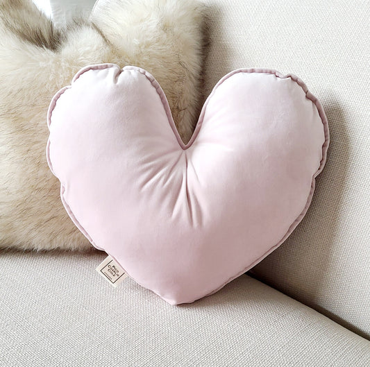 Velvet Blush Pink Heart Pillow