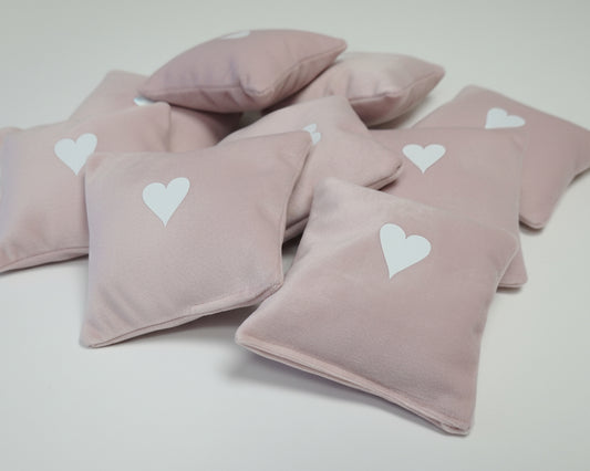 Heart Blush Pink Velvet Lavender Sachets Set/10