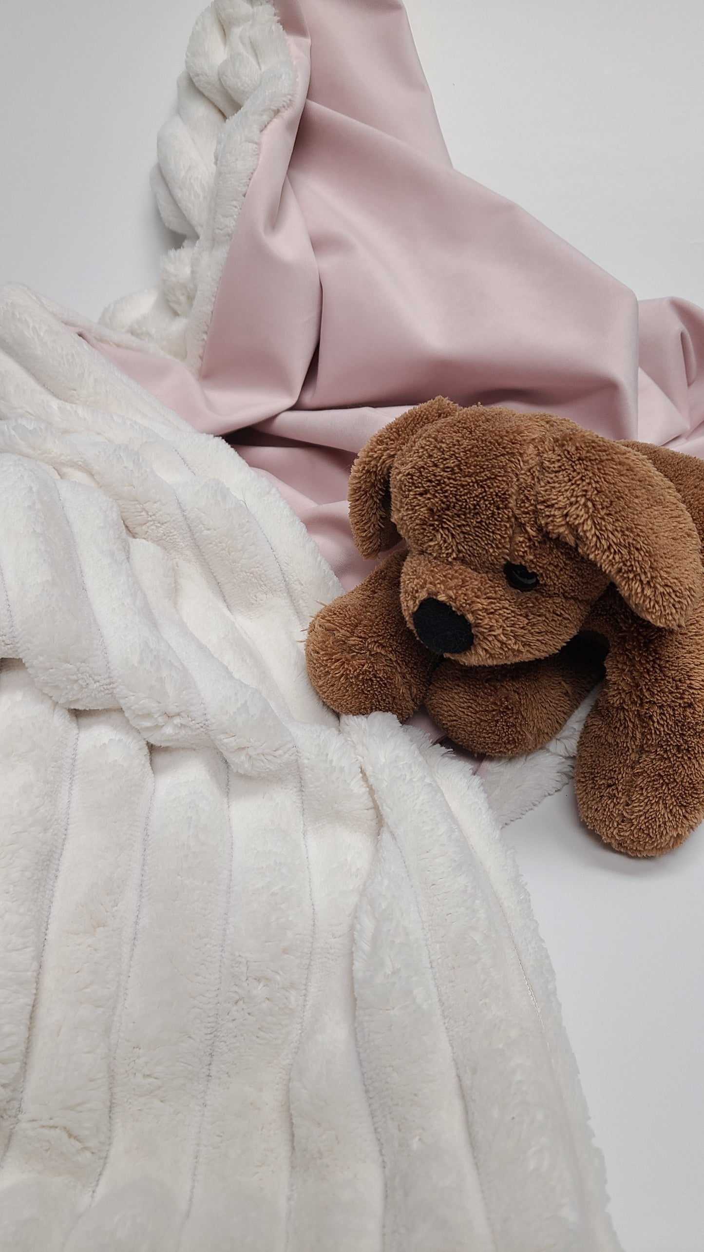 Personalized Blush Pink Velvet Baby Blanket with Corded Chenille Back