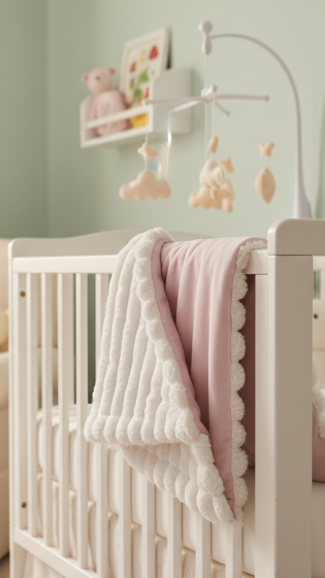 Blush Velvet with Corded Chenille Baby Blanket