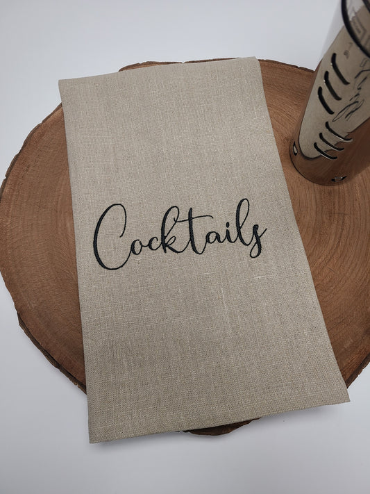 Cocktails natural Linen Tea Towel