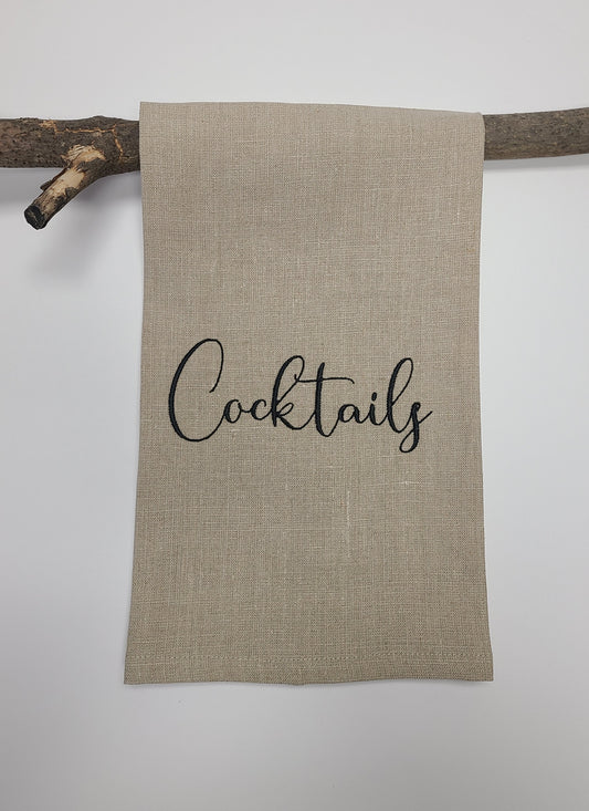 Cocktails natural Linen Tea Towel