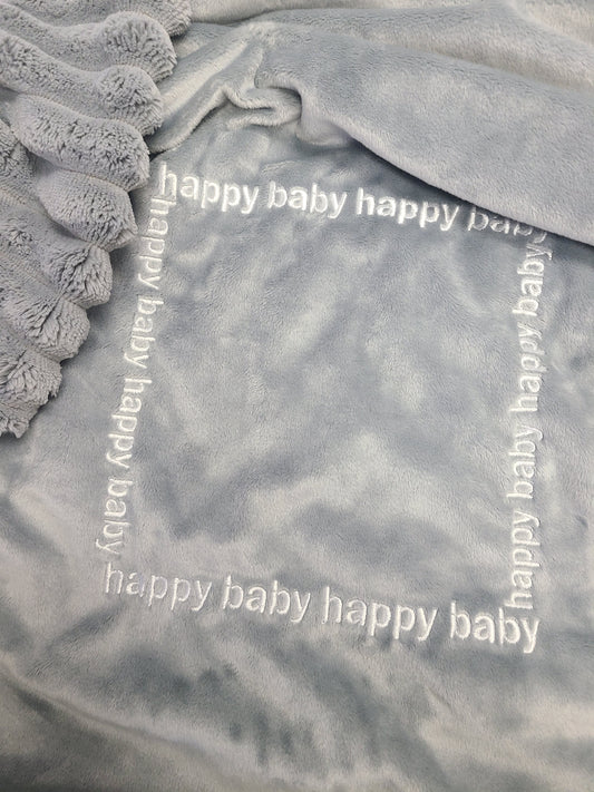 Happy Baby Blanket Silver Grey with Corded Back