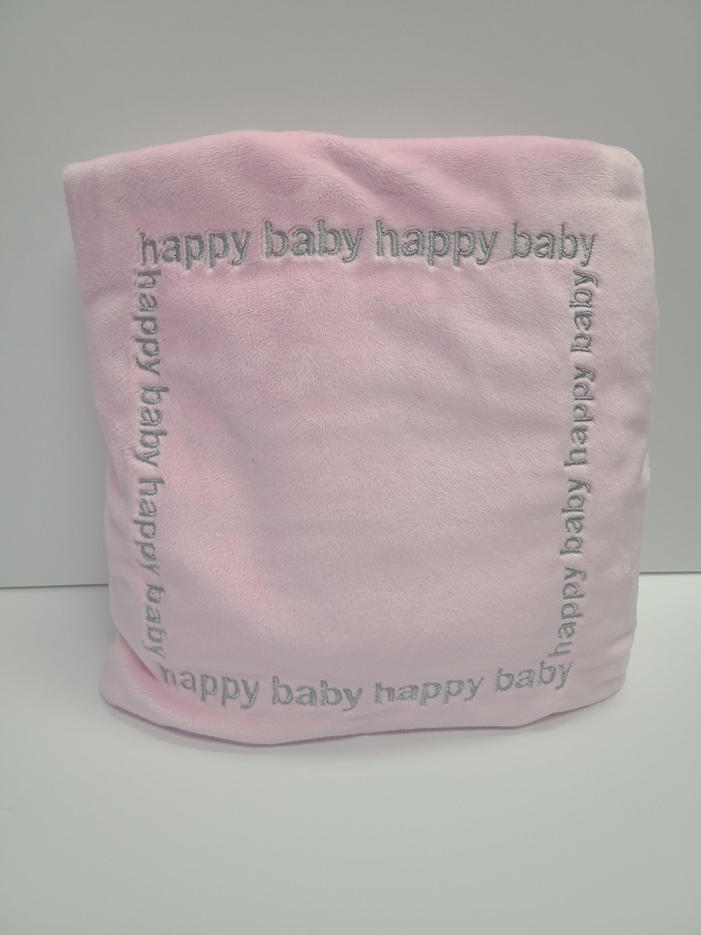 Happy Baby Blanket Pink with  Grey Corded Back