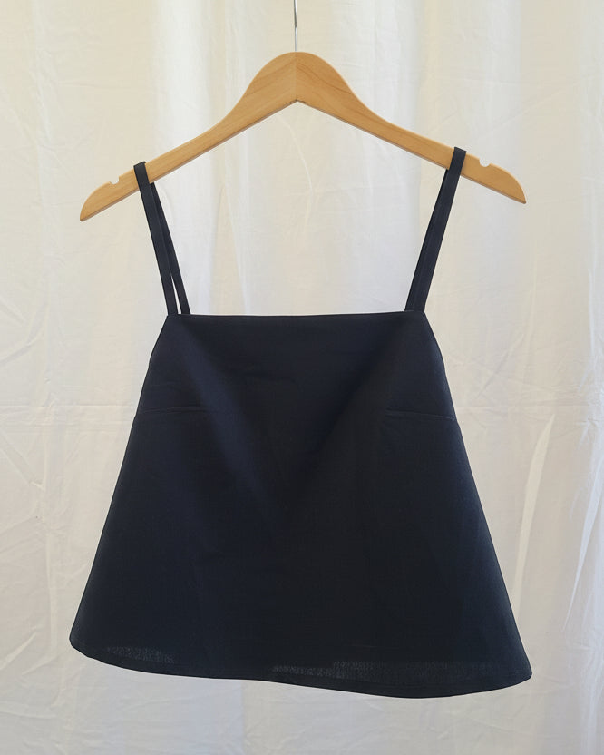 Isla Linen Top Black