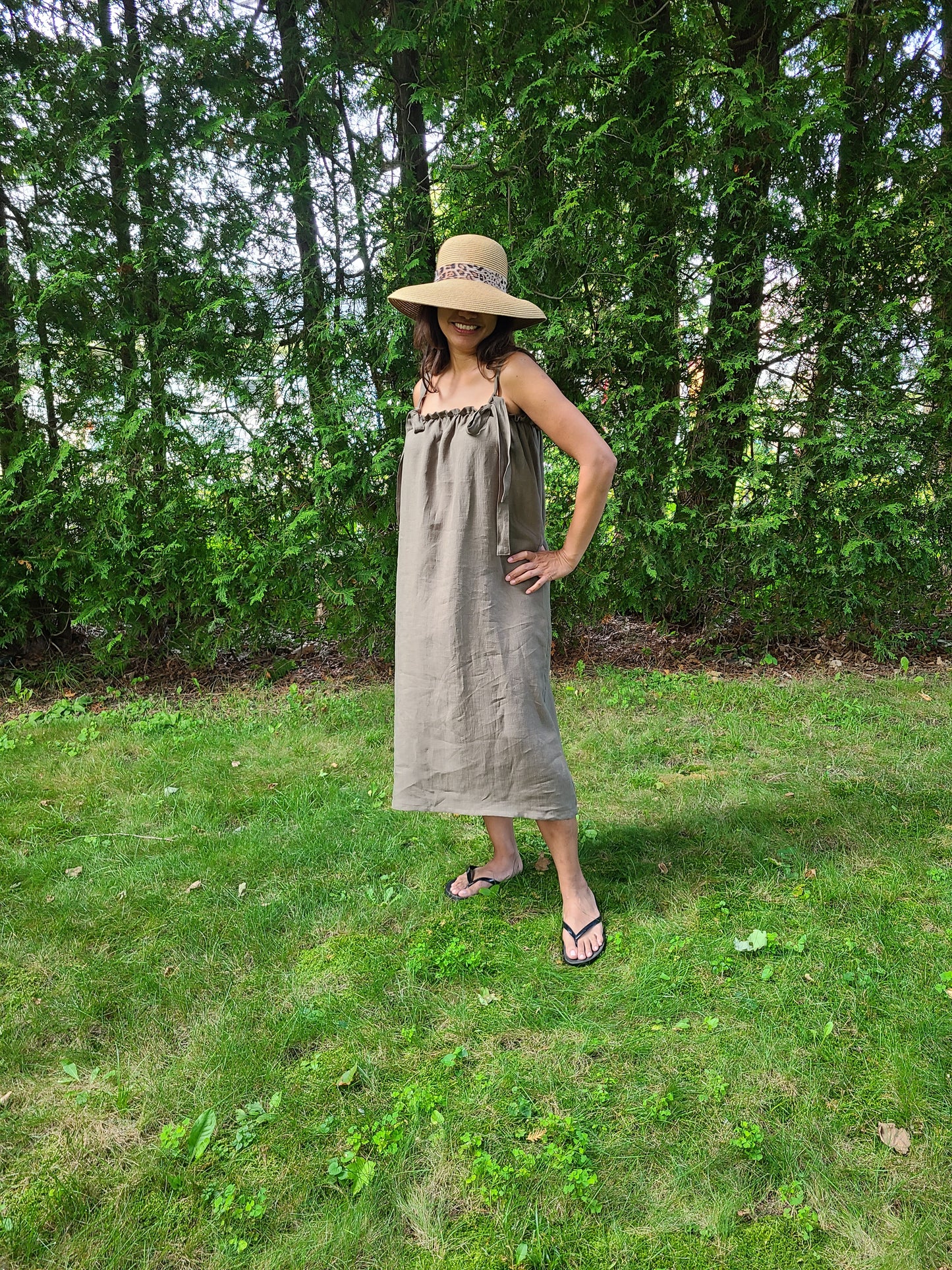Gracie Linen Dress Long Olive