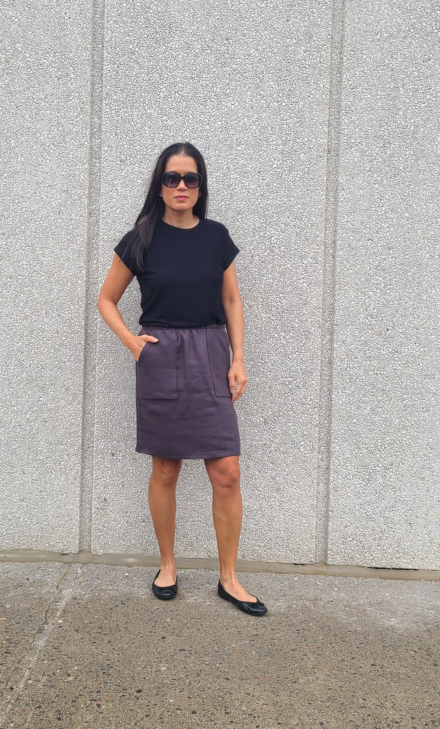 Inez Linen Skirt Charcoal