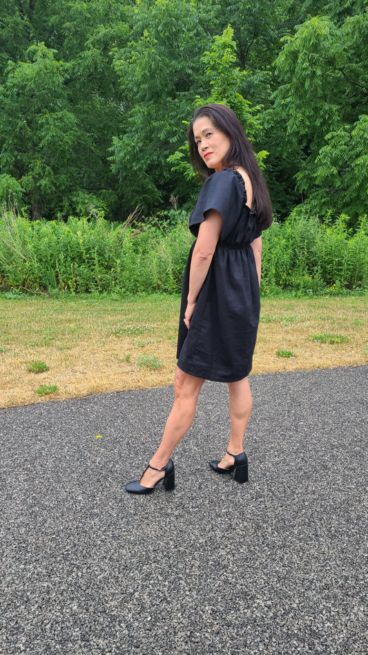Juniper Linen Dress Black Short