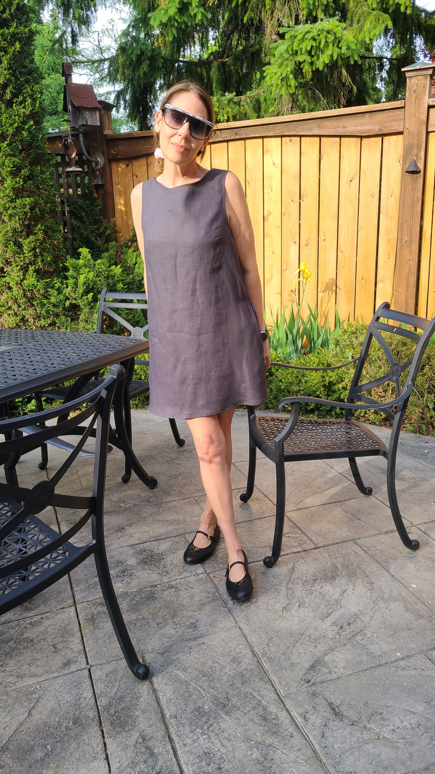 It Linen Dress Charcoal Grey