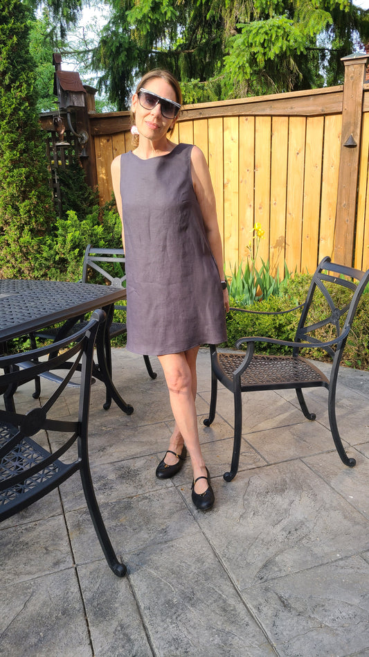 It Linen Dress Charcoal Grey