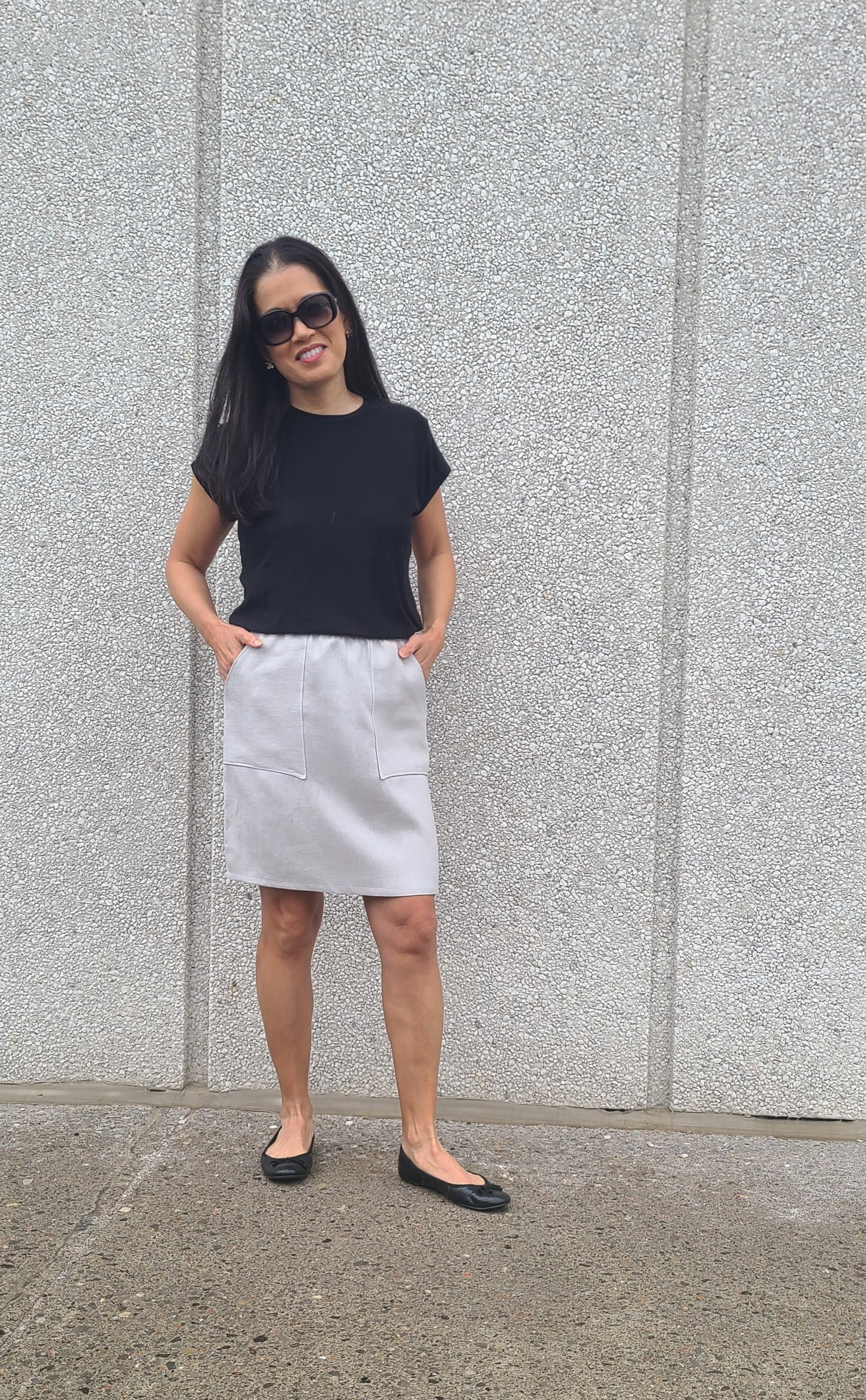 Inez Linen Skirt Dove Grey