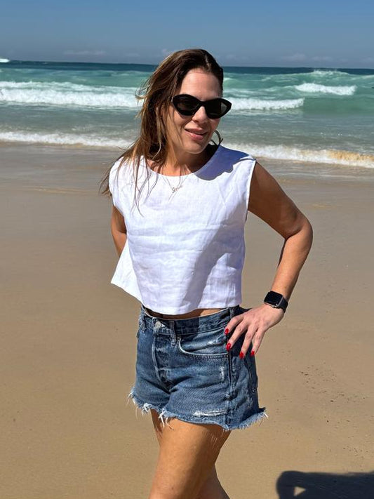 The KIKI Linen Top in White