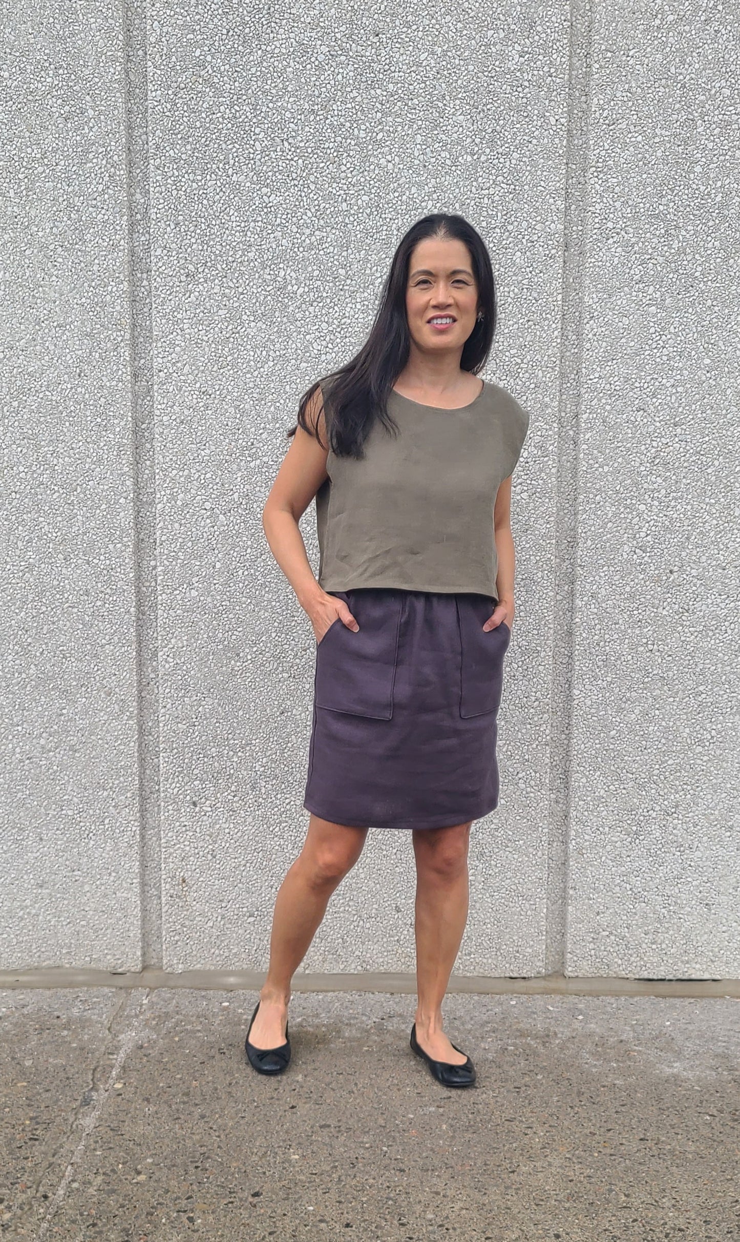 Inez Linen Skirt Charcoal