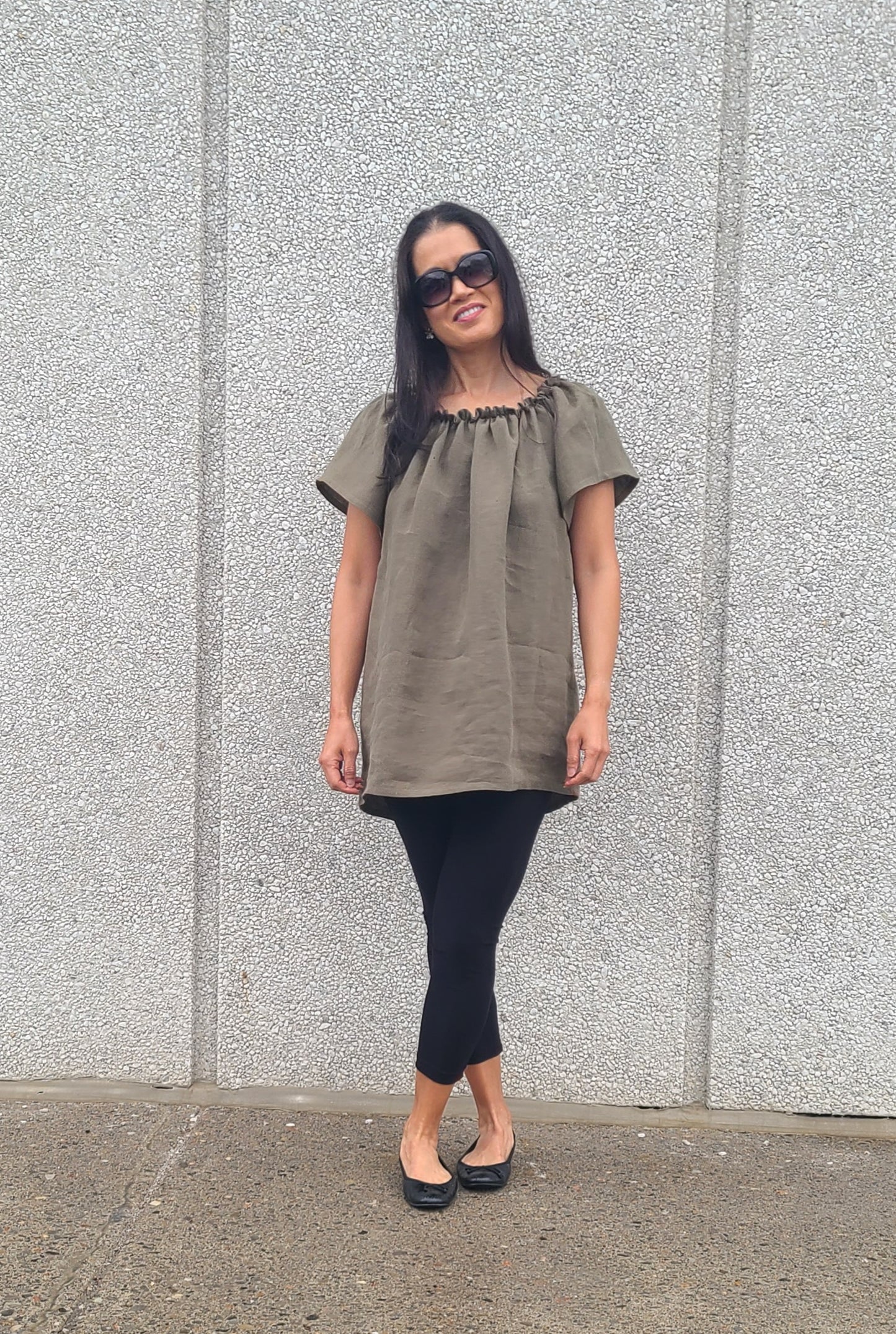 Demi Linen Top Olive