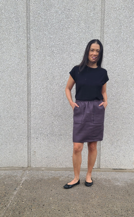 Inez Linen Skirt Charcoal