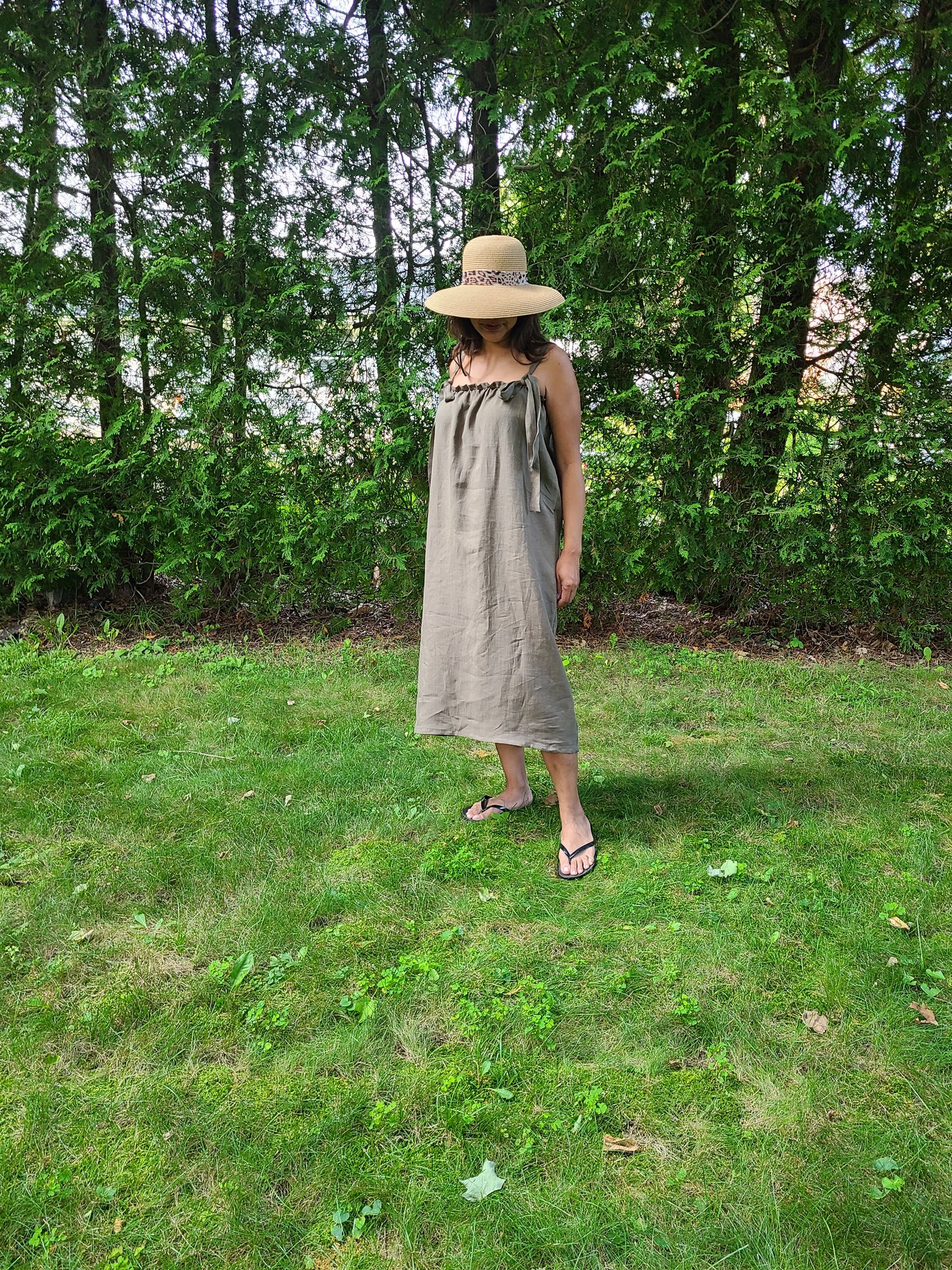 Gracie Linen Dress Long Olive
