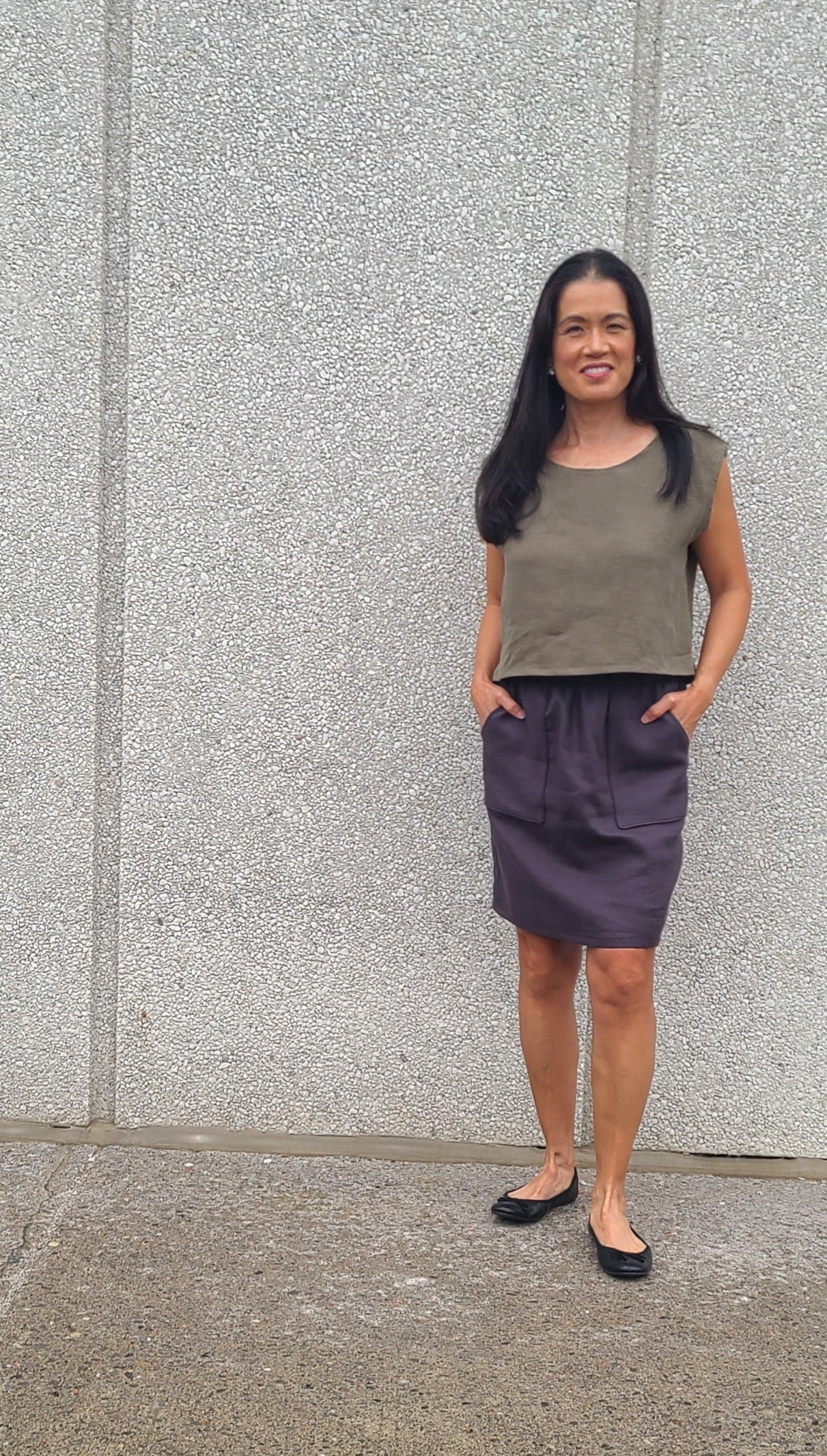 Inez Linen Skirt Charcoal