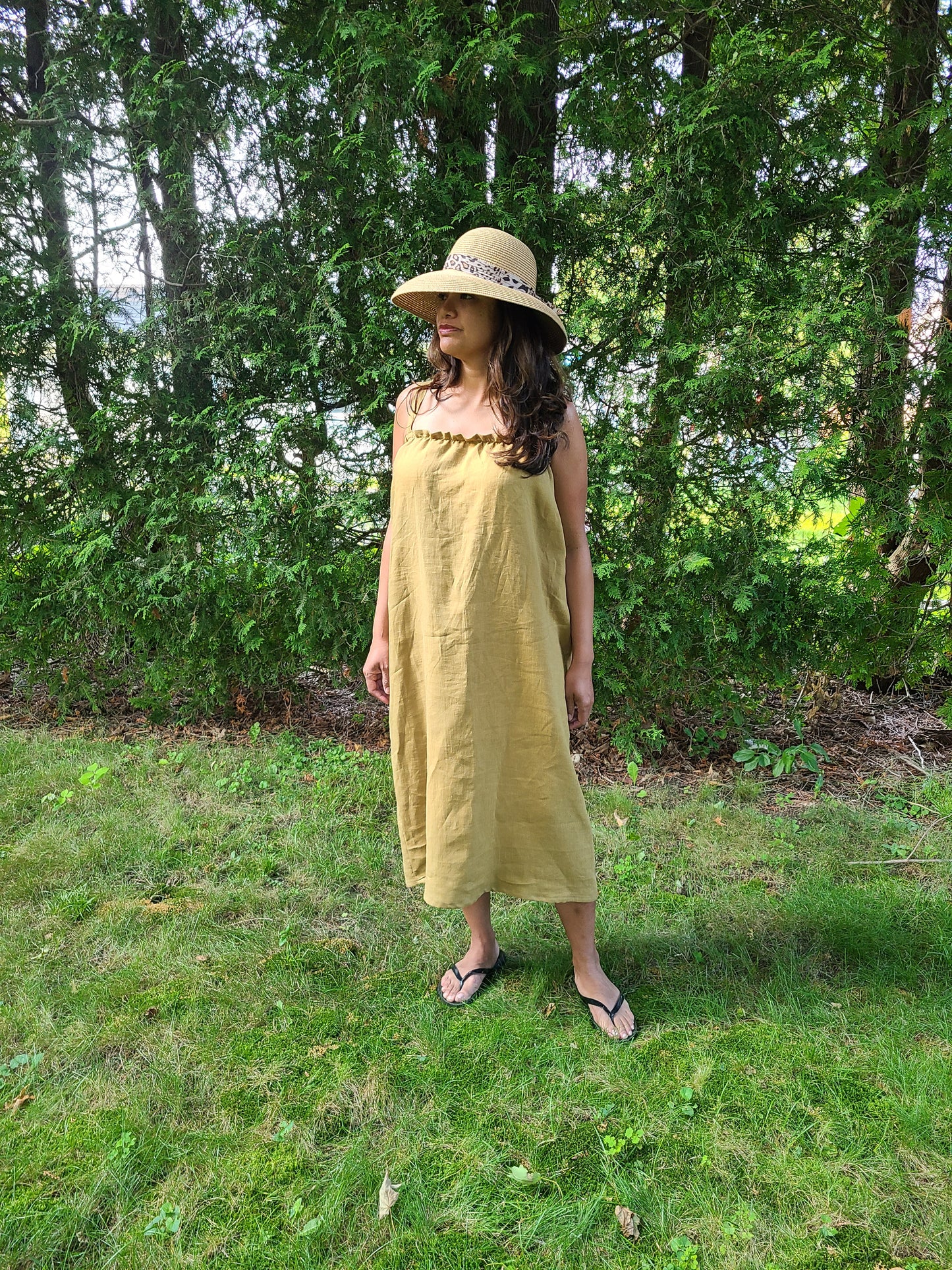 Gracie Linen Dress Long Golden