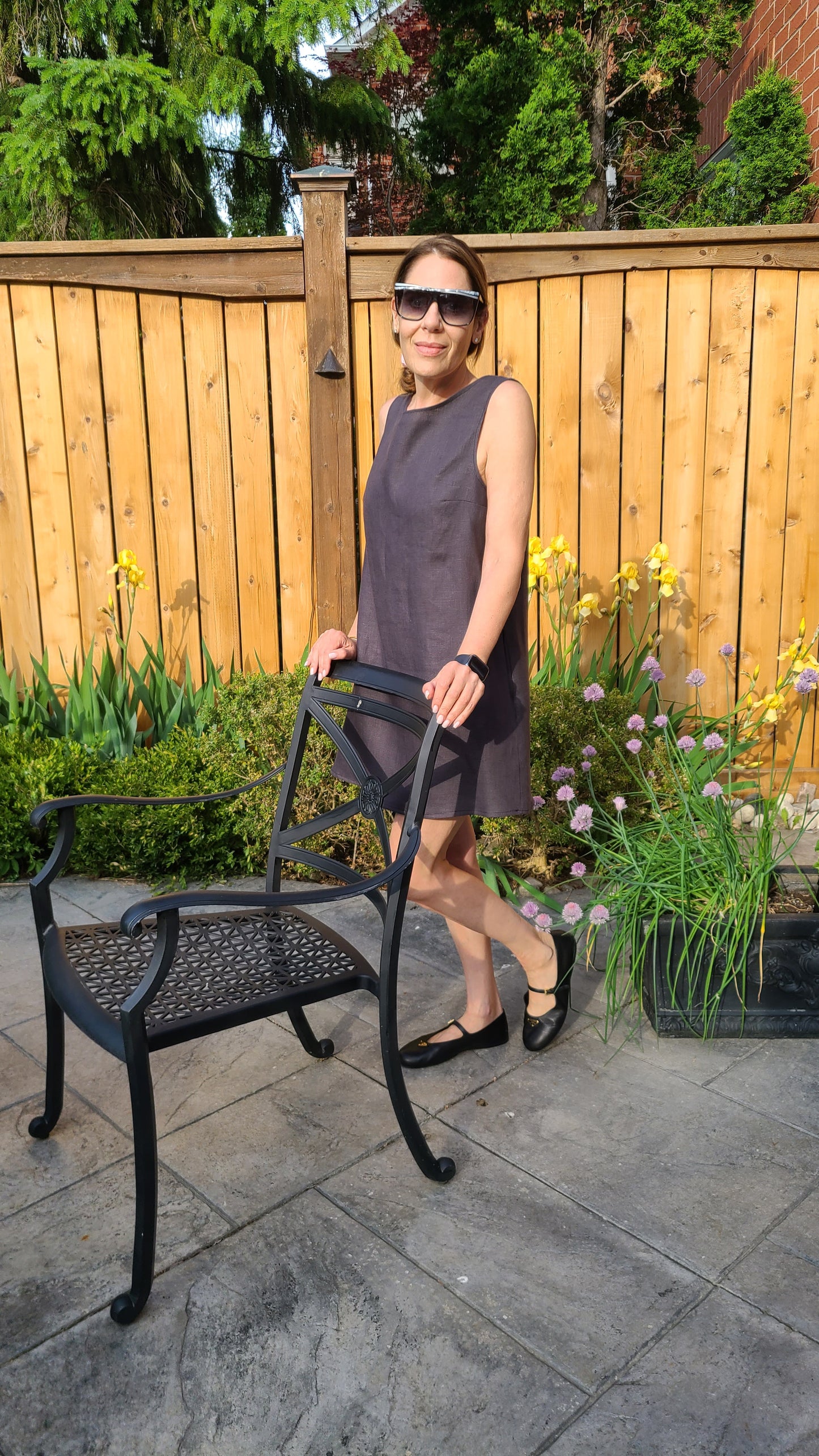 It Linen Dress Charcoal Grey