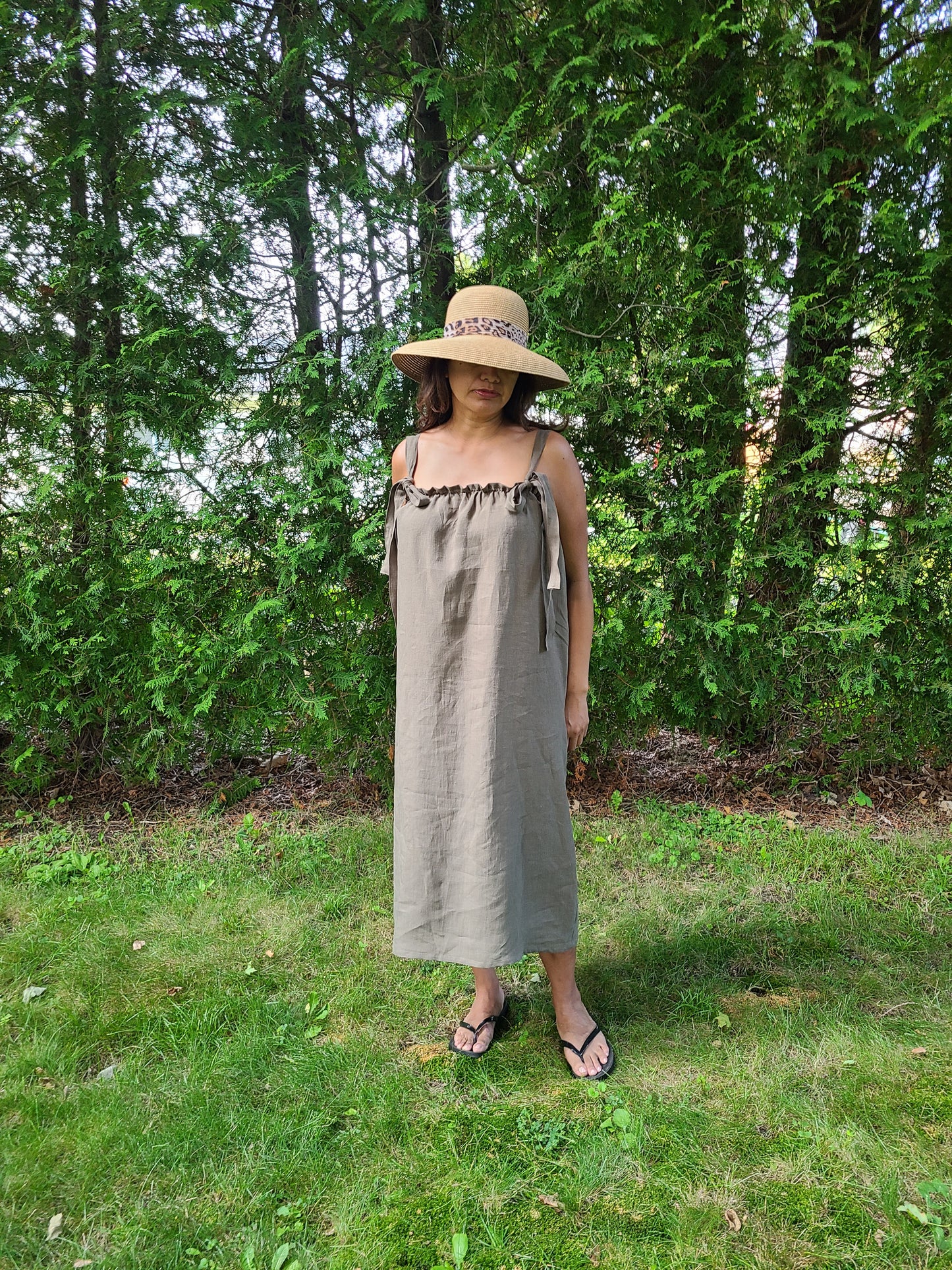 Gracie Linen Dress Long Olive