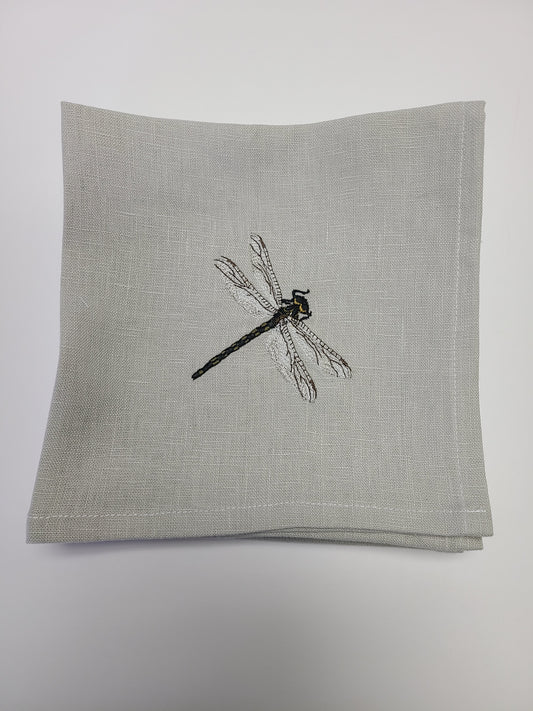 Dragonfly Linen Napkin Set/4 Dove Grey